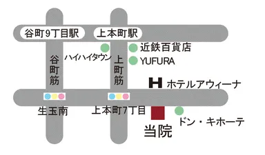 上本町わたなべクリニック地図