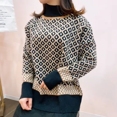 ハイネックデザインニットトップス21FWNEH122