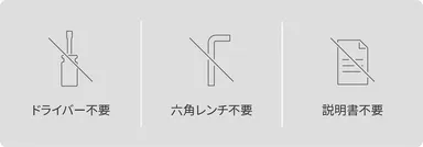 取り付けに工具も説明書も必要なし