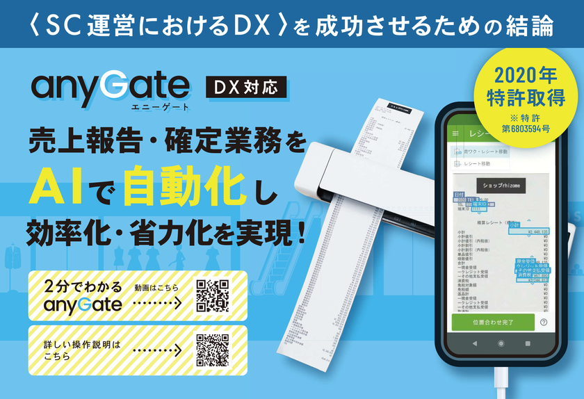 Sc売上報告 確定業務をaiで自動化 ショッピングセンターのdx化を実現する Anygate エニーゲート を21年3月リリース Sankeibiz サンケイビズ 自分を磨く経済情報サイト