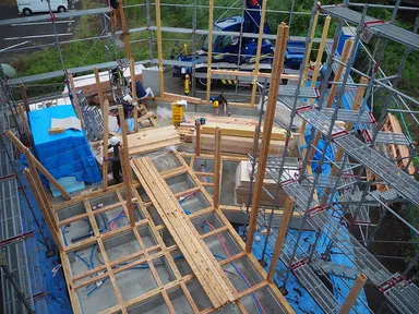 住宅軸組工事の様子