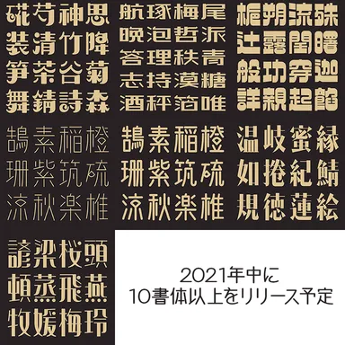 「楽フォント年間ライセンス」では、現在の7書体(玲優体、親剛体、書房体、書房体H、明朗体、文尚体、喜縁体)に加えて2021年内にさらに10書体以上の追加が決定