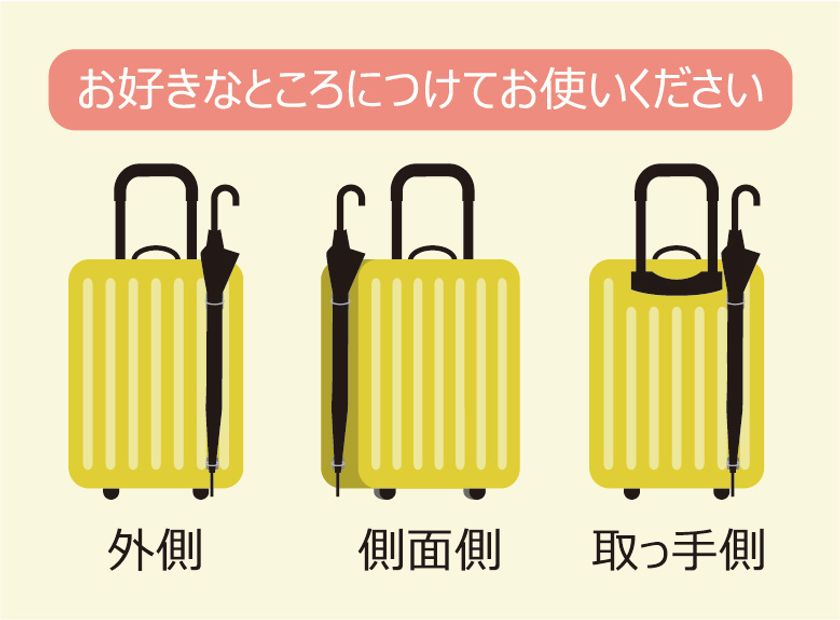 旅行や出張の時に雨が降っても傘が邪魔になりません！キャリーケース専用傘ホルダー新発売｜Amazing J 株式会社のプレスリリース