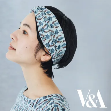 デイジー・メドウコットンサテンブロックプリントヘアバンド