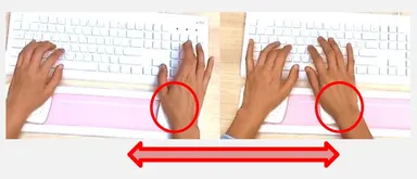 手首を水平に保ち、手の動きに合わせてパッドが動く