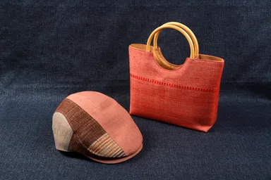 上田紬 竹バッグ／ハンチング 小岩井カリナ