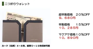 二つ折りウォレット価格