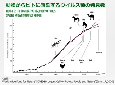 動物からヒトに感染するウイルス種の発見数