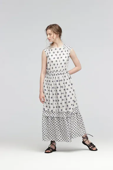 【merituuli】ミックスフラワープリントラップワンピース(￥16,500)