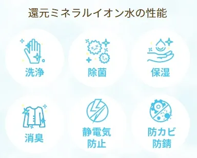 還元ミネラルイオン水の性能