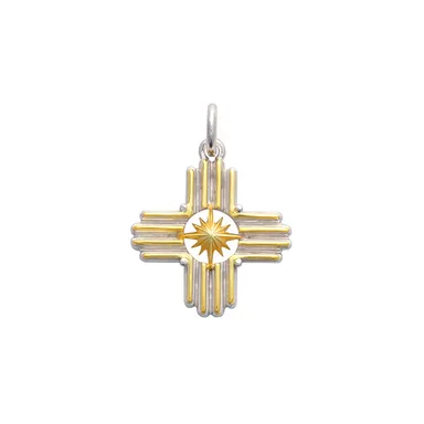 アメリカ・ニューメキシコ州旗 シルバー925 K24(24金)ゴールドプレートペンダントトップ