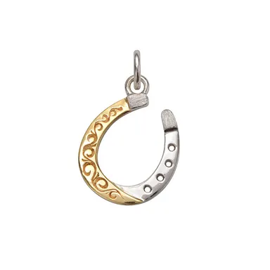 馬蹄モチーフ シルバー925 K24(24金)ゴールドプレートペンダントトップ