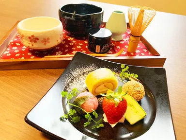 美容家電使い放題プランの抹茶体験＆ウェルカムスウィーツ