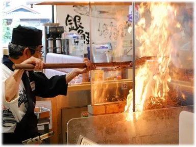 名物藁焼きショー