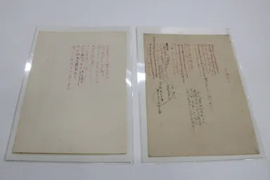 左から「ひるすぎの三時となれば」、「S博士に」の直筆草稿