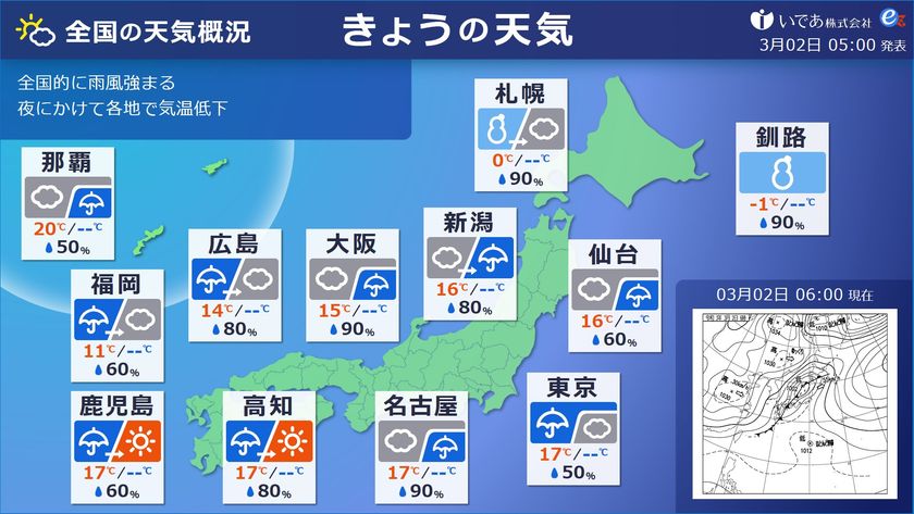 全国 天気 今日 の