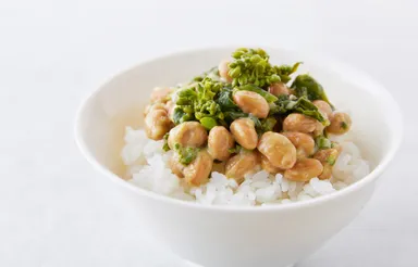 納豆と有機菜の花漬和え