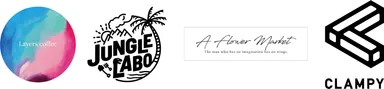 左からLayers coffee、JUNGLE LABO、A flower market、CLAMPY