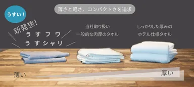 新発想！！ 『うす！かる！乾きやすさ！』を追求したバスタオル