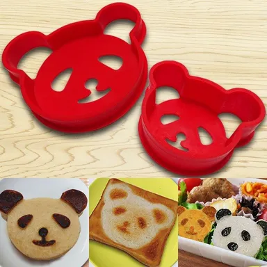 シリコンの型とパンケーキ、トースト、おにぎり