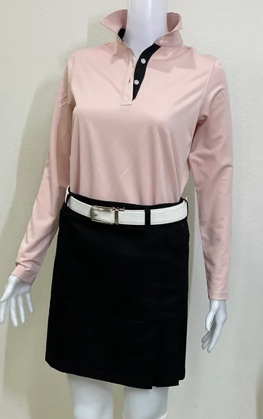 ボタンプルオーバー レディース ピンク ミルクを混ぜたような上品なペールトーンピンクと黒のコントラストがモダン