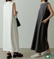 USAコットンショルダータックマキシワンピース