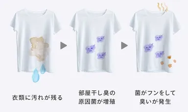 「部屋干し臭」の正体は原因菌のフン