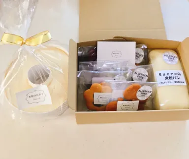 7大アレルゲン不使用のシフォン、28品目不使用の米粉クッキーと米粉パン(グルテンフリーかつ添加物不使用)