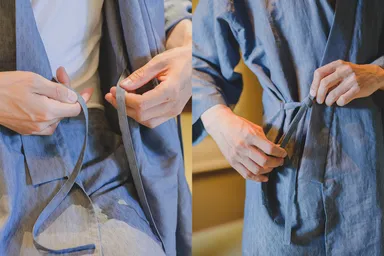 外内ひもで楽々サイズ調整(作務衣)