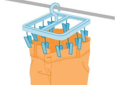 図4　アイテム別の干し方(ズボン・ジーンズの場合)