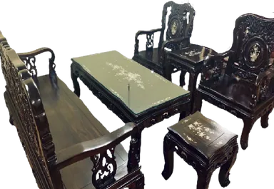 螺鈿細工加工銘木応接セット