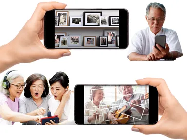 「残ルンです」の動画テンプレート集を閲覧中のシニア