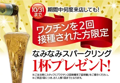 新型コロナワクチン2回接種でスパークリングワインプレゼント