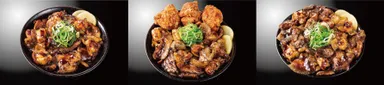 左から『炭焼き牛ホルすた丼』『炭焼きオールスター丼』『炭焼き牛ホルすた丼W盛り』