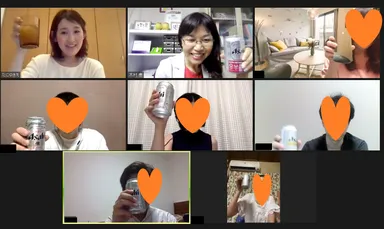 リモパ開始　ビールで乾杯