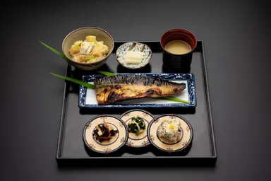 筍とハモの釜炊き込みご飯と秘伝ダレ漬け込み焼き鯖御膳