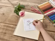 塗り絵ポストカード「感謝と幸福」と花束のセット_塗り絵イメージ_日比谷花壇