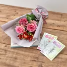 塗り絵ポストカード「感謝と幸福」と花束のセット_日比谷花壇