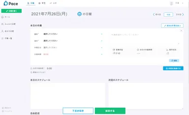 Pace日報入力画面