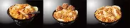 左から『伝説のすたみなロースカツ丼』『伝説の唐揚げ合盛りすたみなロースカツ丼』『伝説のすたみなロースカツW盛り丼』