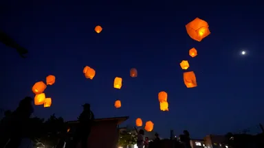 最上川に星が降る。yamagata glamスカイランタンナイト3