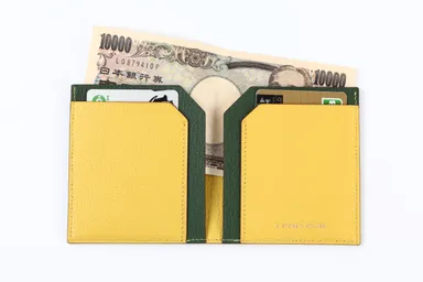 二つ折りウォレット(グリーン＆イエロー)