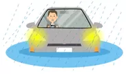 豪雨による自動車の水没イメージ