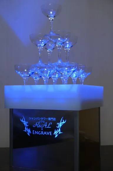 シャンパンタワー3段 ブルー