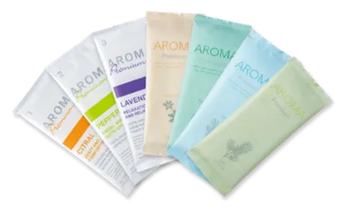 ▲お部屋によっては使い切りのアロマおしぼりを室内にセット