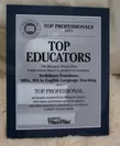 “Top Educators 2021”の受賞Plaque