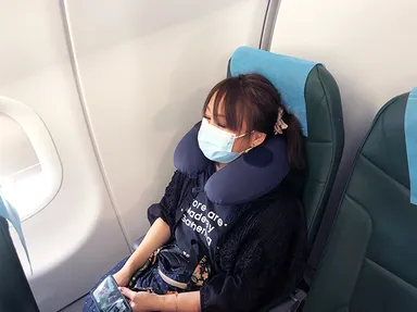 飛行機内にて