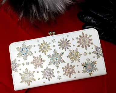 がま口長財布(雪の結晶)