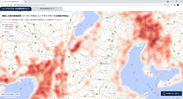 全国屋根上ソーラーパネル・カーネル密度推定マップ【背景地図：地理院タイル(単色)】