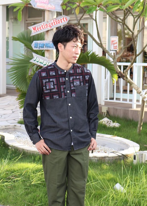 沖縄かりゆしウェアジュンコシマダ かりゆしウェアブランドMAJUN OKINAWAが、 新商品の「デニムかりゆし